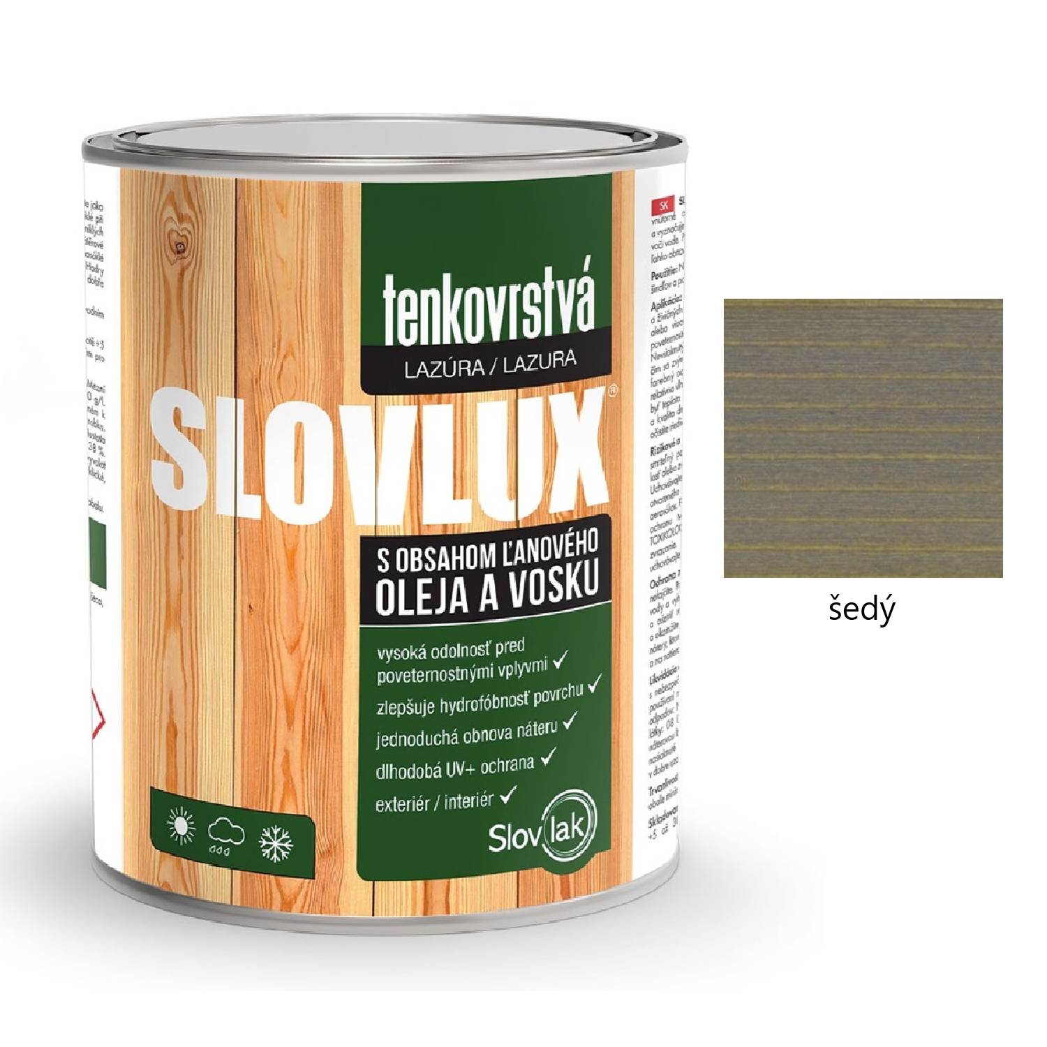 Slovlak SLOVLUX tenkovrstvá lazúra na drevo - biely