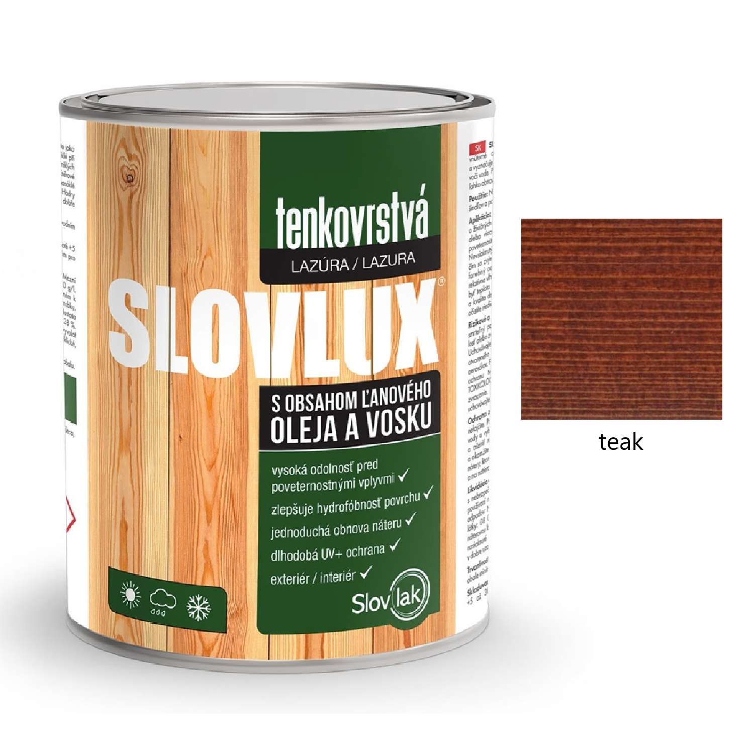 Slovlak SLOVLUX tenkovrstvá lazúra na drevo - mahagón