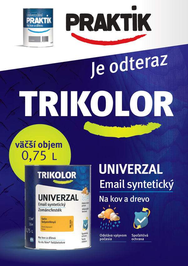 TRIKOLOR UNIVERZAL Email univerzálna vrchná syntetická farba na kov a drevo_leták