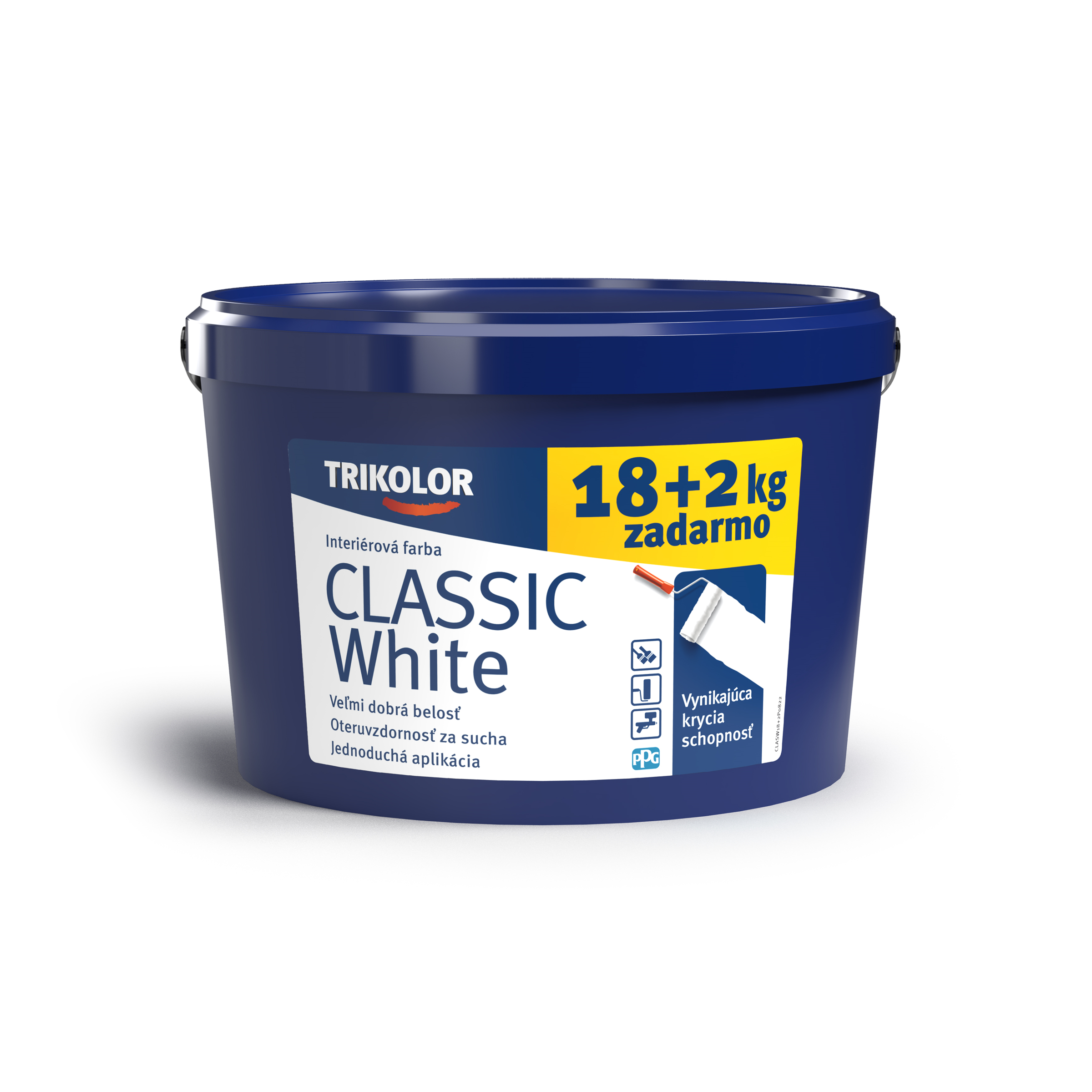 TRIKOLOR CLASSIC White disperzná interiérová biela farba na stenu 18 + 2 kg