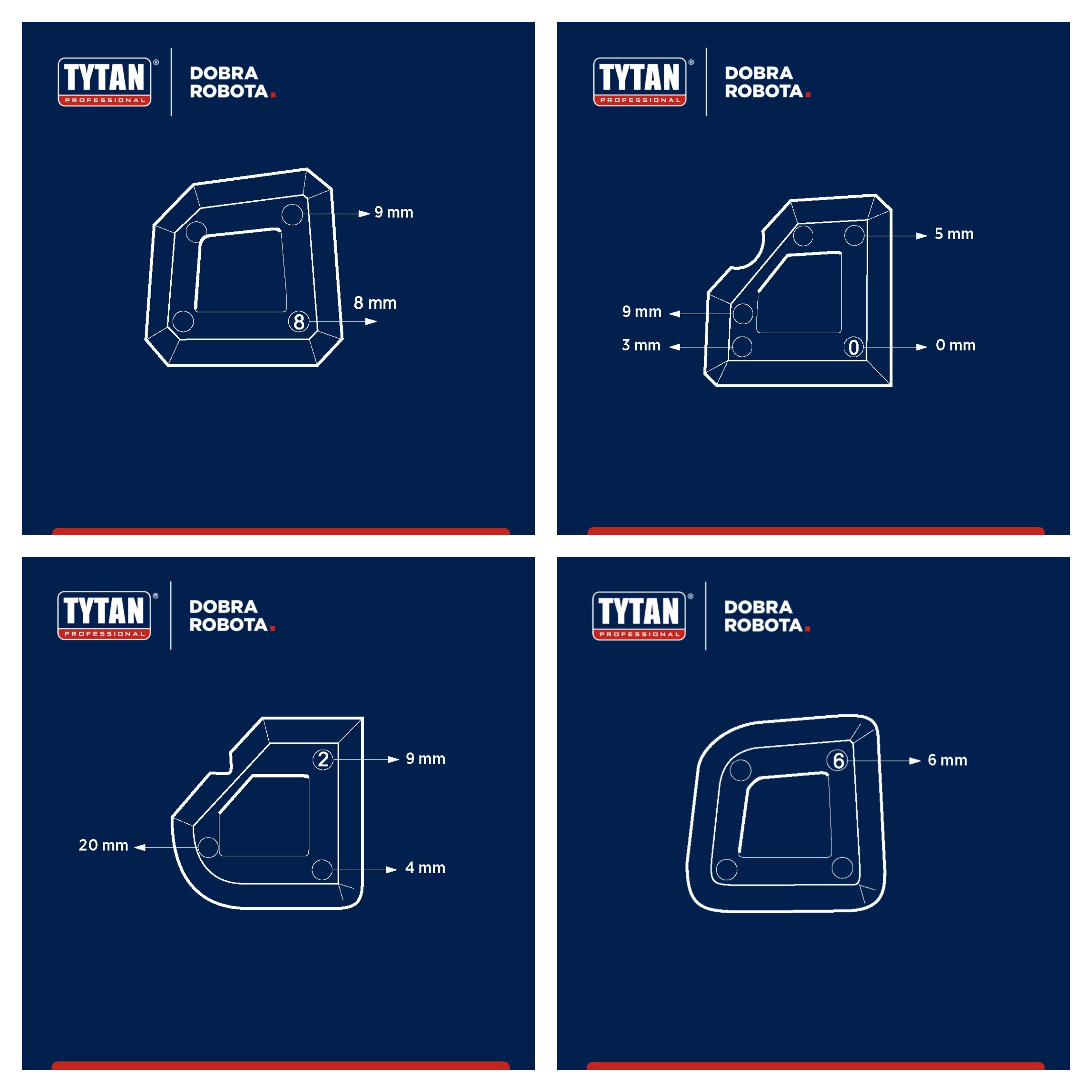 TYTAN JOINT FINGER SET sada 4 tmeliarskych stierok_rozmery