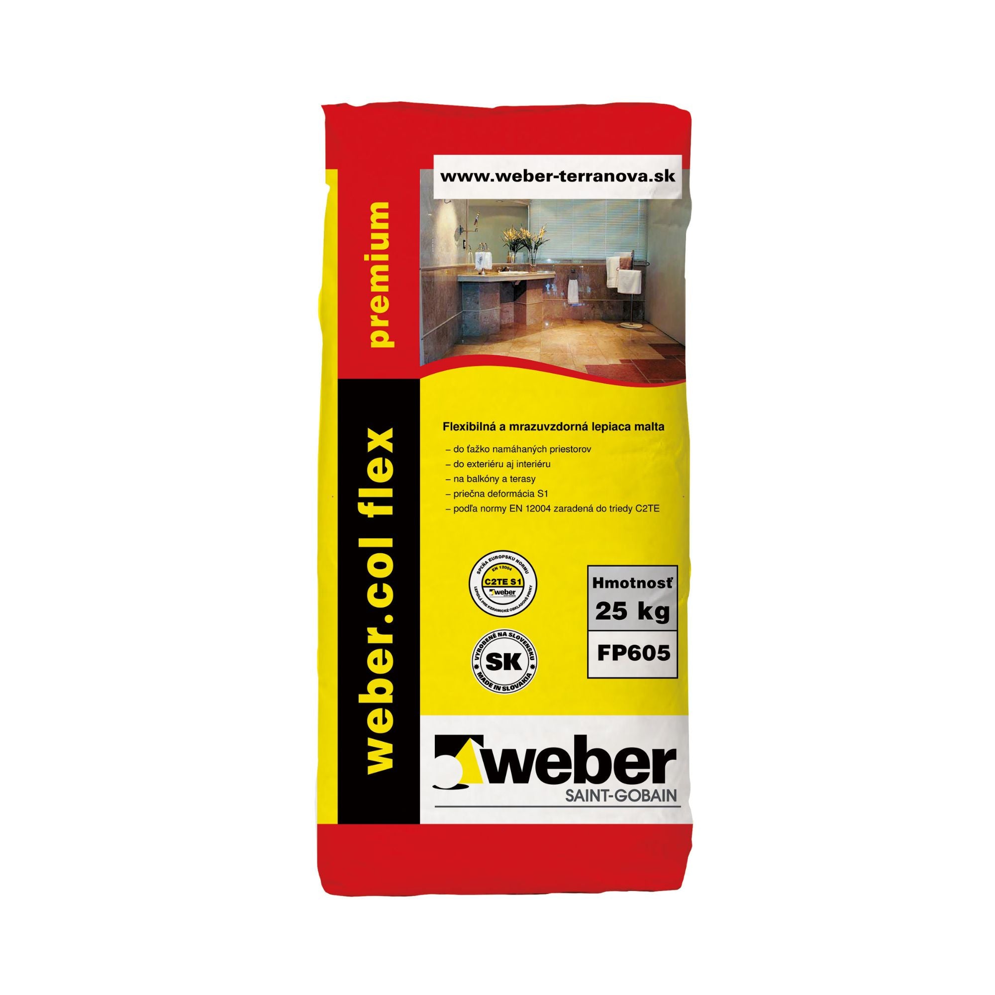 Weber Webercol flex premium C2TES1 flexibilné lepidlo na dlažbu 25 kg
