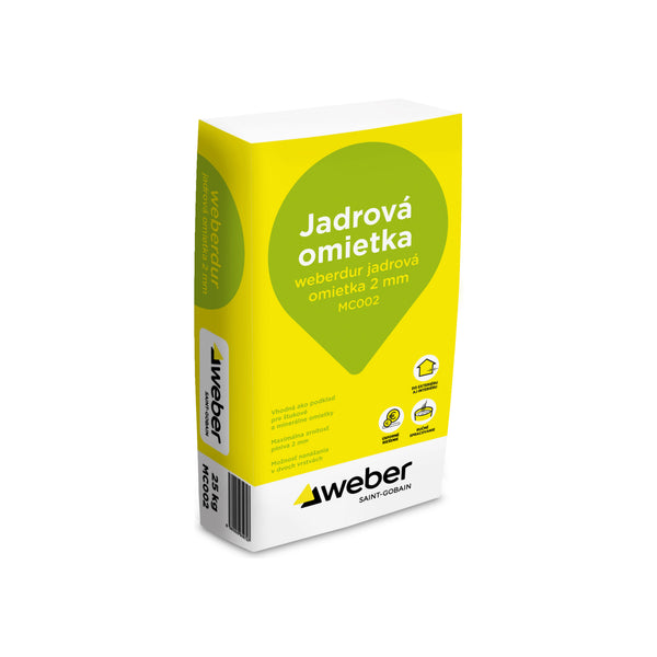 Weber weberdur jadrová omietka 2 mm univerzálna jadrová omietka do interiéru a exteriéru balenie z druhej strany