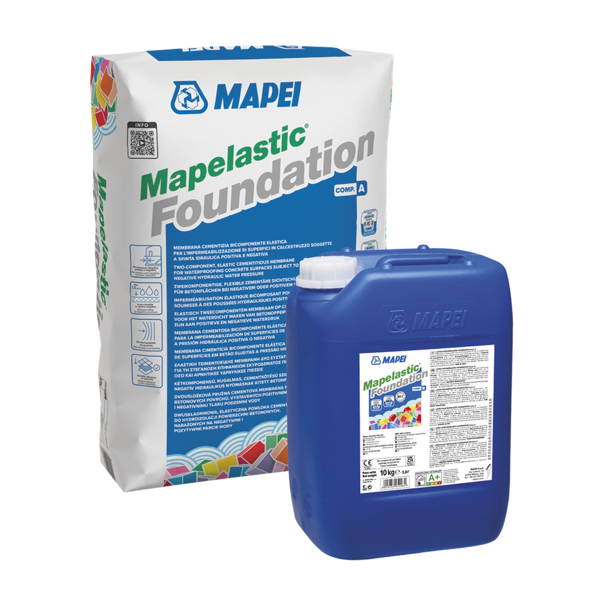 MAPEI Mapelastic Foundation dvojzložková elastická hydroizolačná malta na základy a spodnú stavbu 32 kg