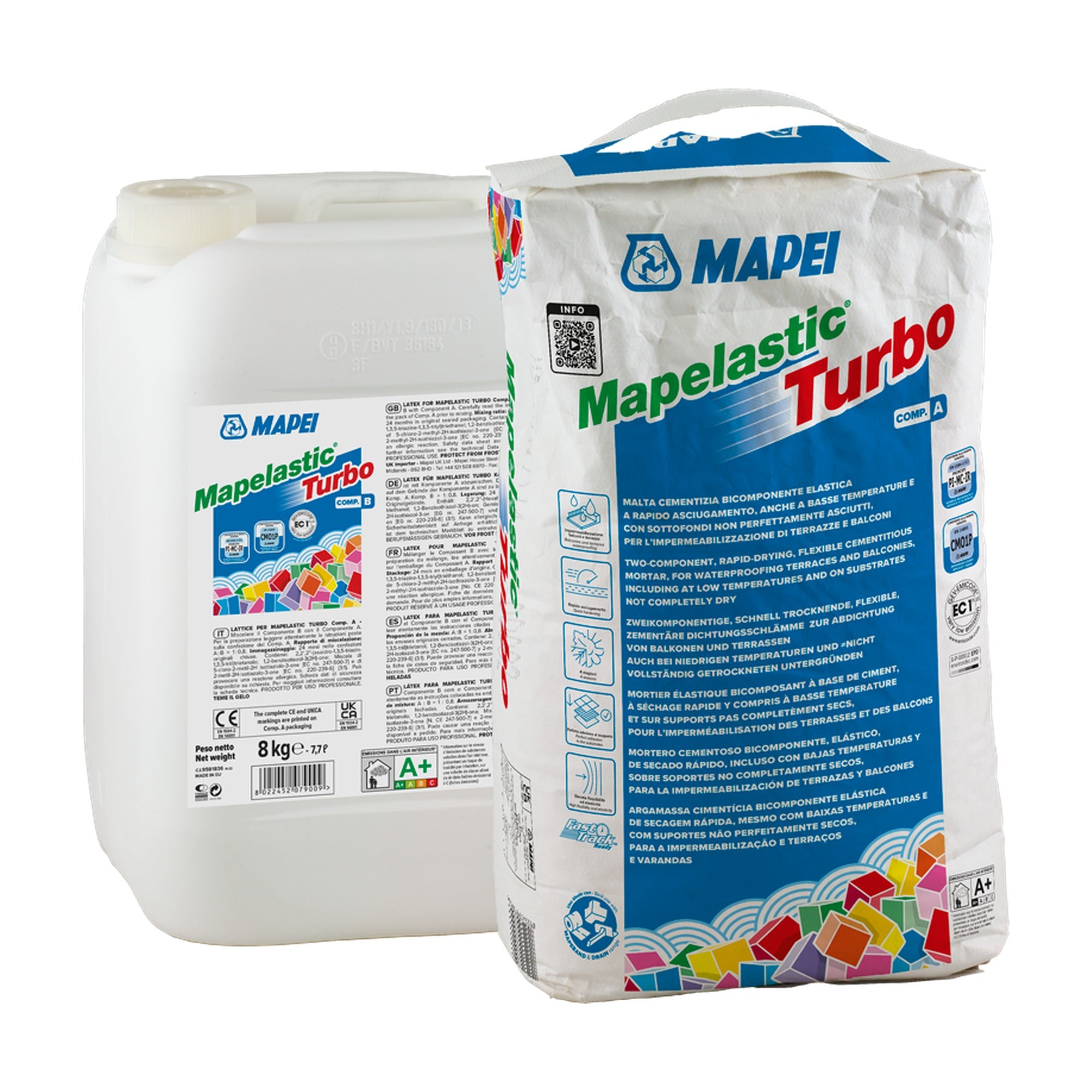 MAPEI Mapelastic Turbo dvojzložková rýchloschnúca elastická hydroizolačná malta 18 kg