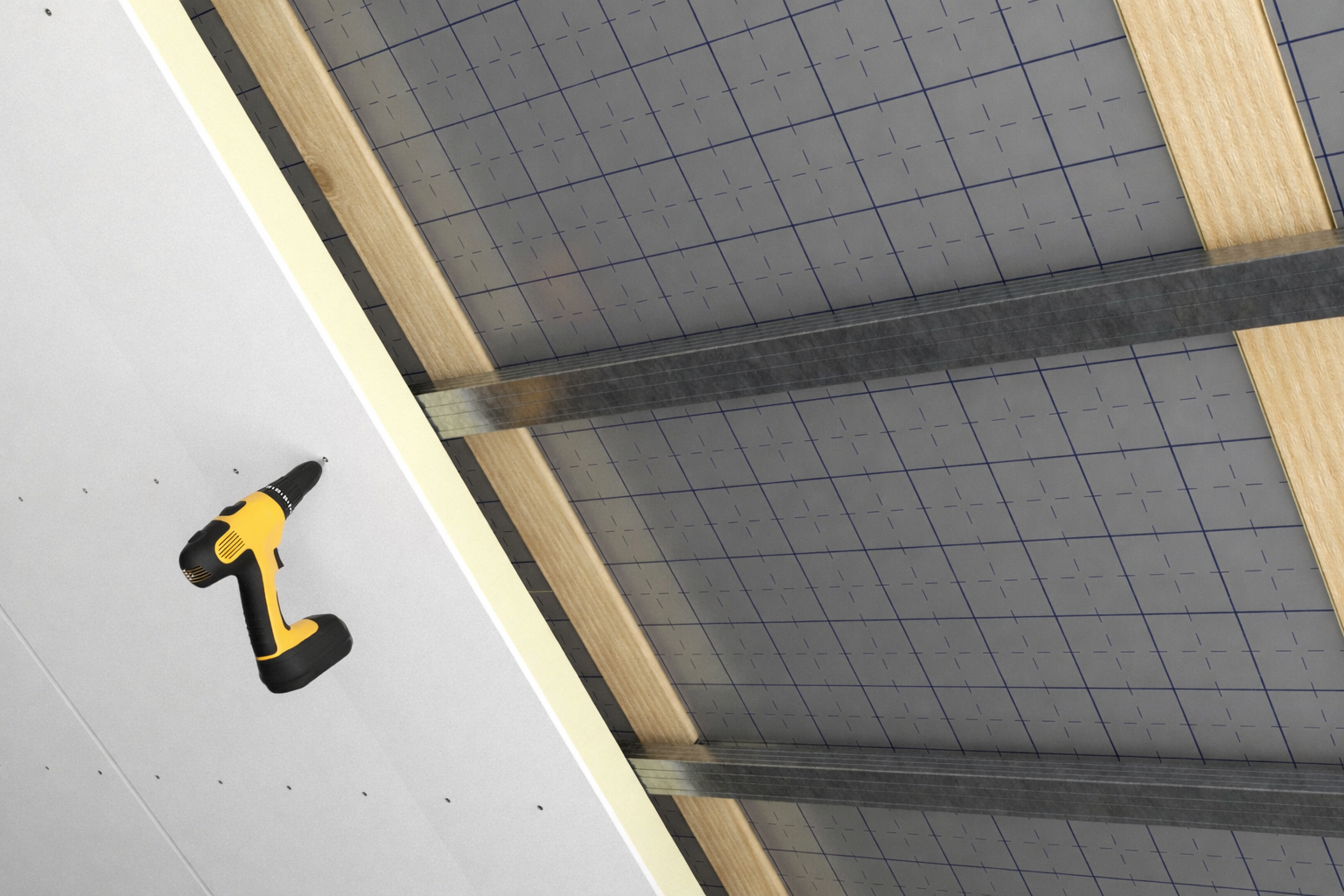 termPIR AL + GK ʎ 0,023 PIR dosky s integrovaným bielym sadrokartónom 2 600 x 1 200 mm - montáž