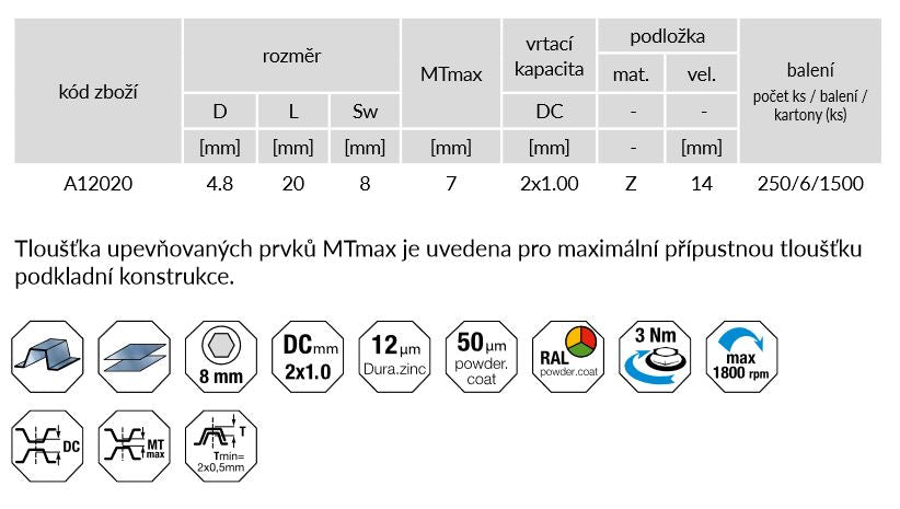ETANCO GT O2 Ø4,8 mm zošívačka s podložkou Z14