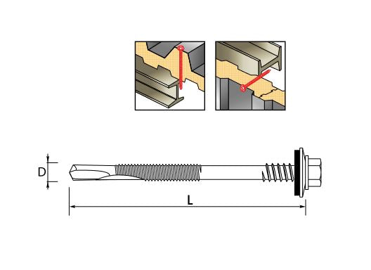 ETANCO GTR 12 SP Ø5,5 / 6,3 mm skrutka na upevnenie sendvičových panelov s podložkou A19