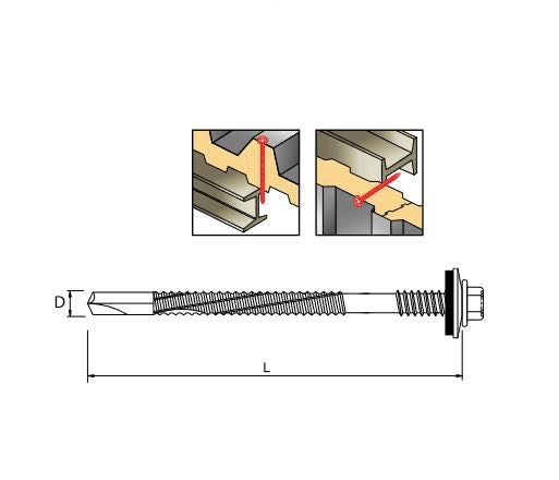 ETANCO GTR 16 SP Ø6,3 / 7,0 mm skrutka na upevnenie sendvičových panelov s podložkou A19