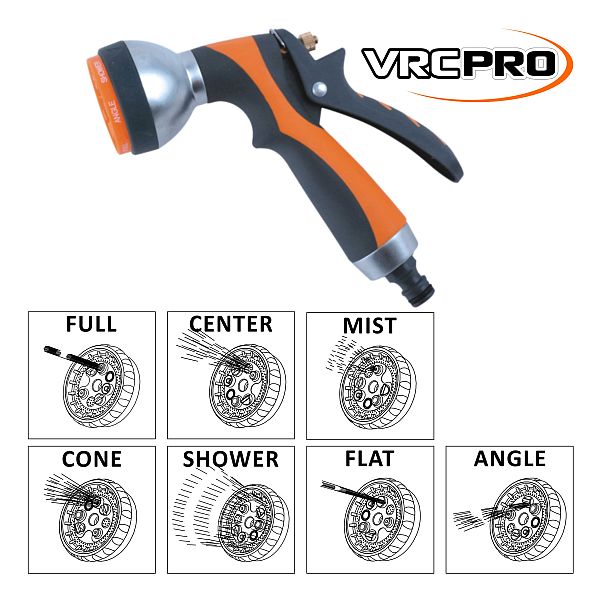 Postrekovacia pištoľ 7 funkcií kov/plast 1/2″ s rukoväťou VRCPRO
