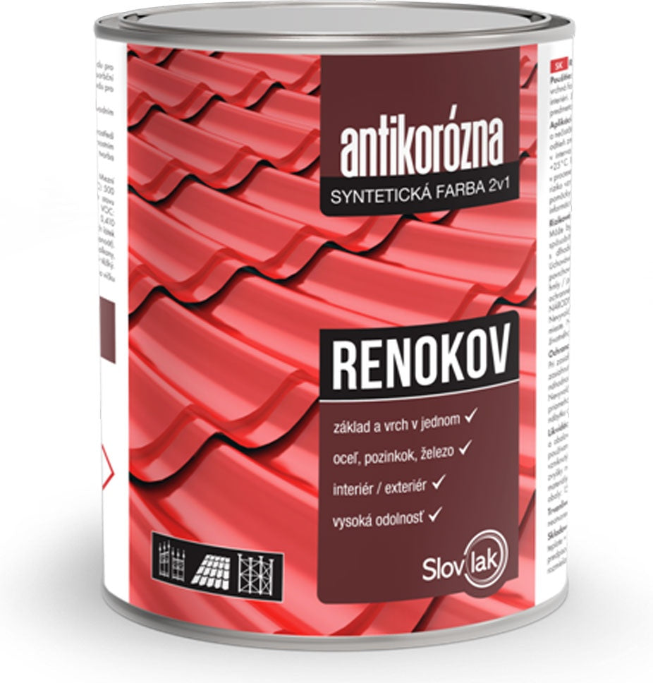 Slovlak RENOKOV Antikorózna oteruvzdorná syntetická farba na kov 2v1