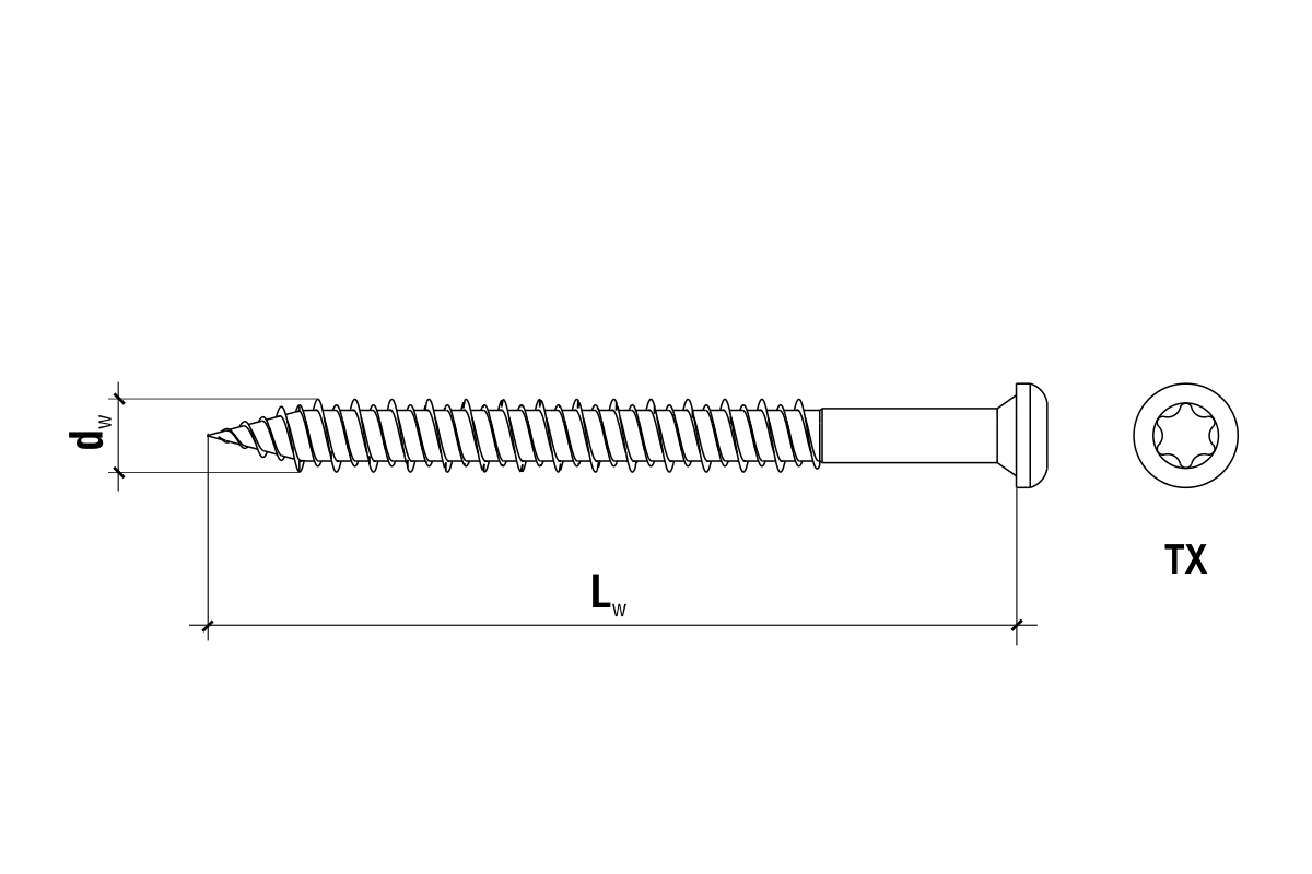 ETANCO GTHD Ø6,3 mm TX-25 samorezná izolačná skrutka do betónu a dreva