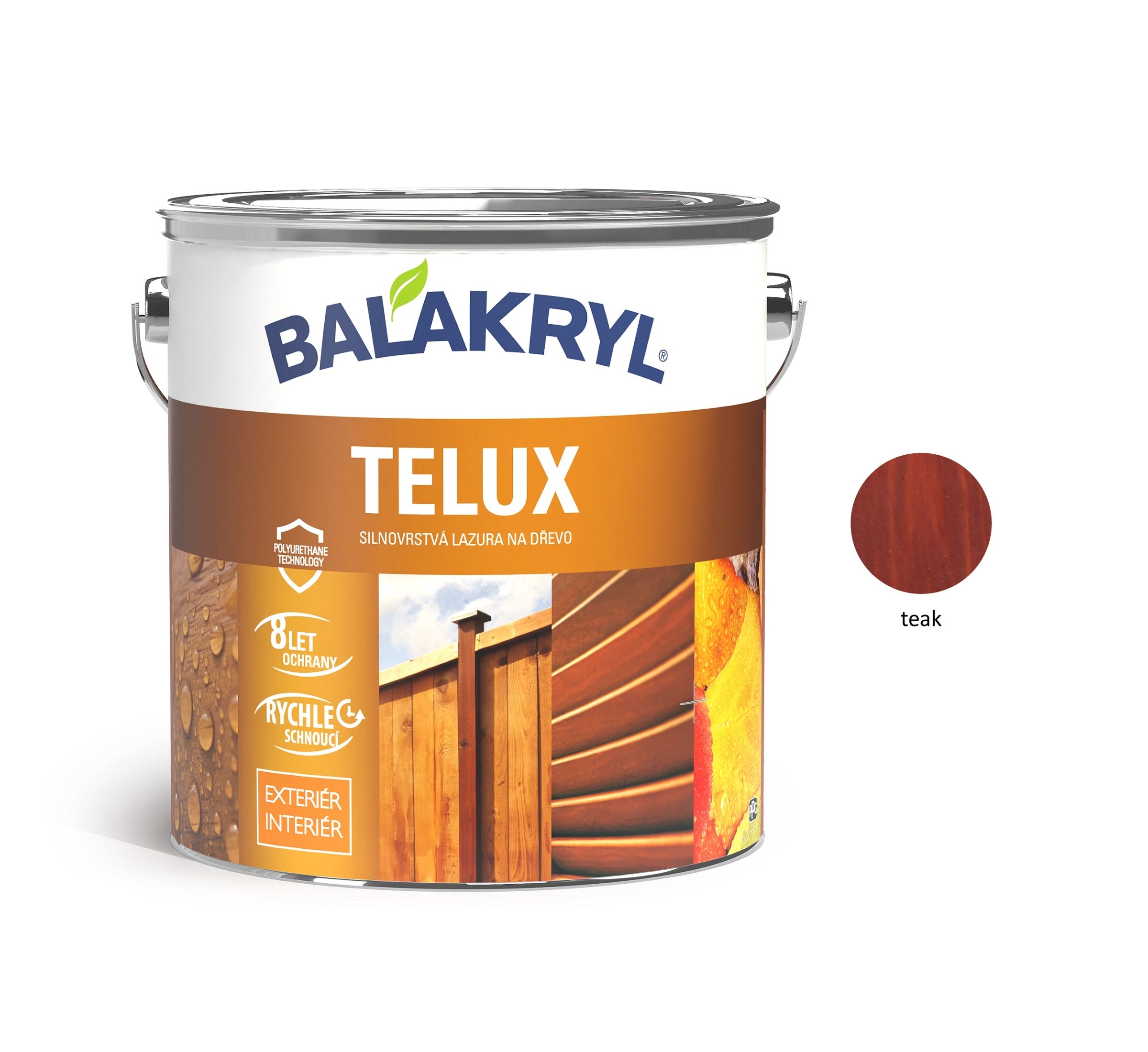BALAKRYL TELUX hrubovrstvá lazúra na drevo teak 2,5 kg