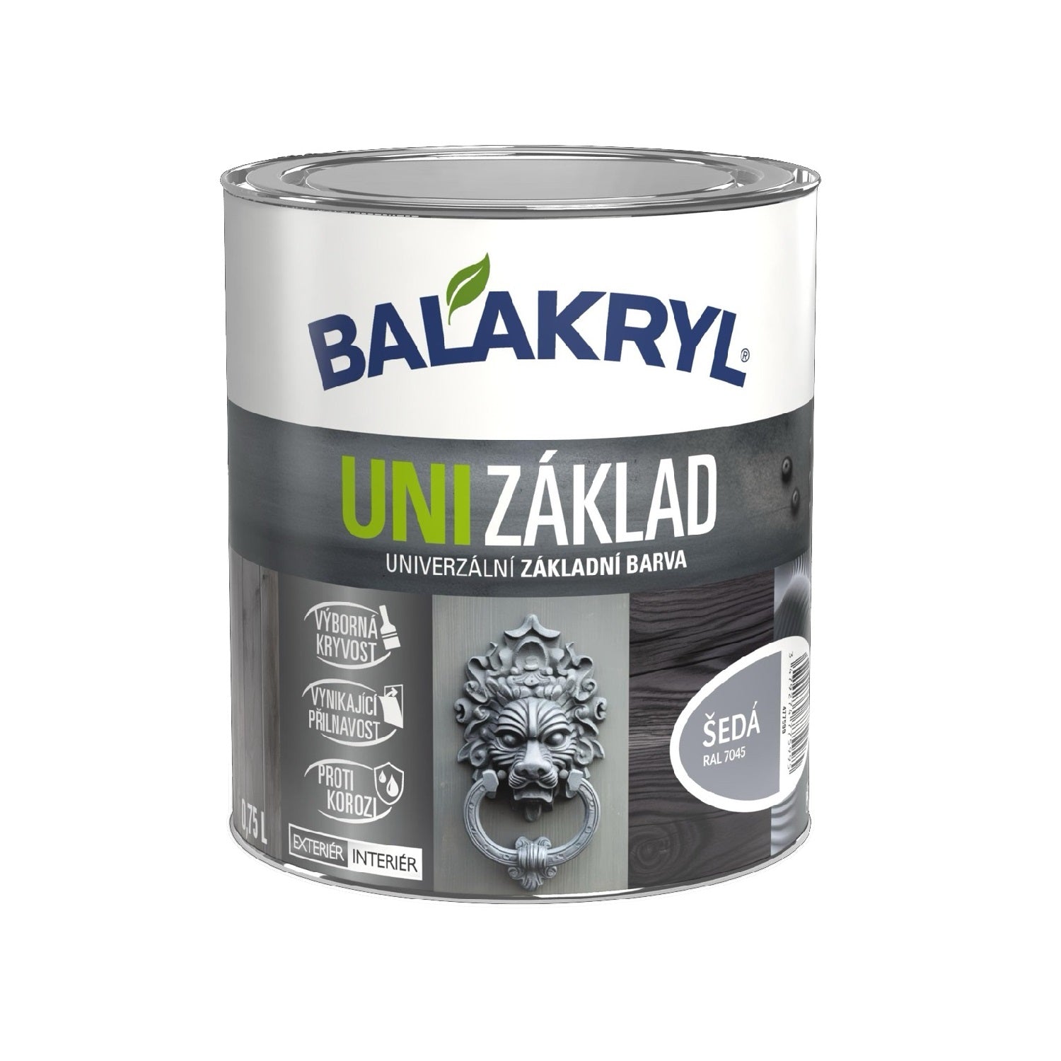 BALAKRYL UNI ZÁKLAD antikorózna vodeodolná základná farba sivá 0,75 l
