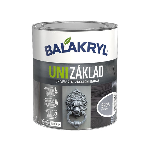 BALAKRYL UNI ZÁKLAD antikorózna vodeodolná základná farba sivá 0,75 l