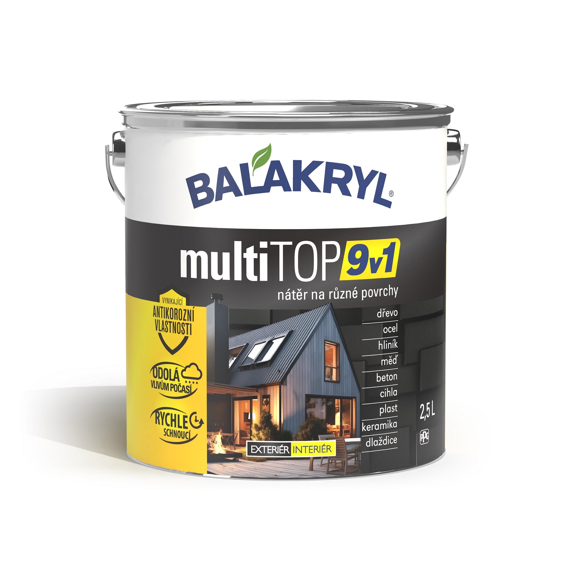 BALAKRYL multiTOP 9v1 rýchloschnúca antikorózna farba pre rôzne povrchy - čierna