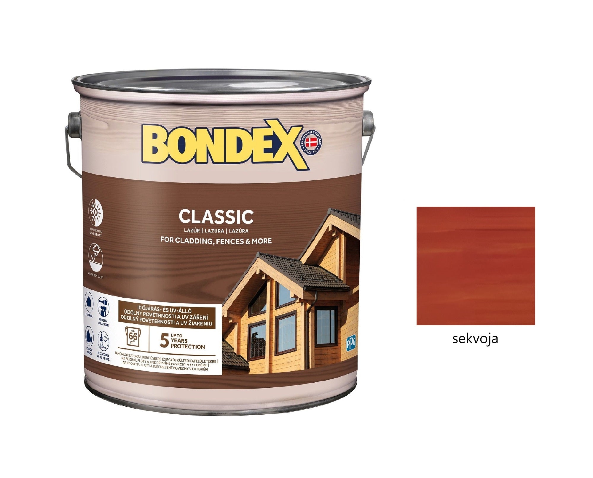 BONDEX CLASSIC tenkovrstvá syntetická lazúra na drevo sekvoja 5 l