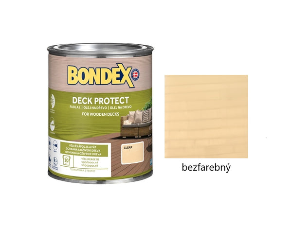 BONDEX DECK PROTECT napúšťací syntetický ochranný olej na drevo exteriér bezfarebný 0,75 l