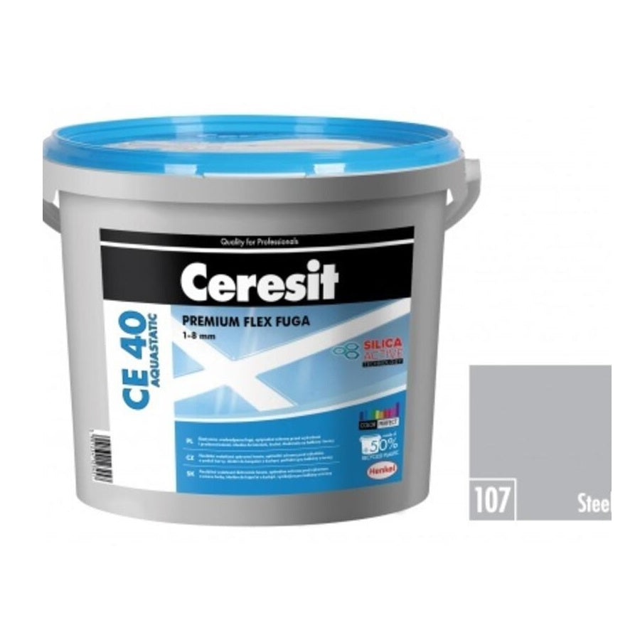 CERESIT CE 40 AQUASTATIC Flexibilná škárovacia hmota 107 - Steel