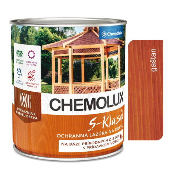 Chemolak CHEMOLUX S-KLASIK S 1040 Ochranná tenkovrstvá lazúra na drevo - 0201 - Gaštan