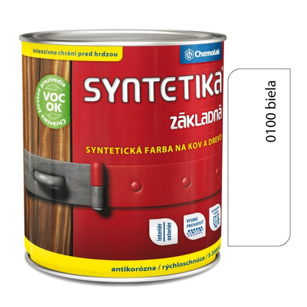 Chemolak SYNTETIKA S 2000 U Základná syntetická antikorózna farba na kov a drevo - 0100 - Biela