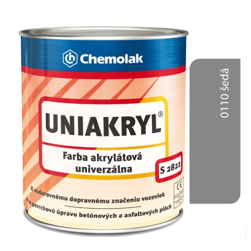 Chemolak UNIAKRYL S 2822 akrylátová univerzálna matná farba - 0110 - Šedá