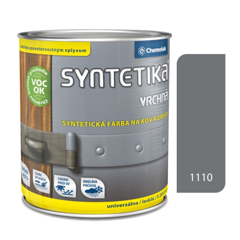 Chemolak SYNTETIKA S 2013 U Vrchná syntetická lesklá farba na kov a drevo - 1100 - Šedá