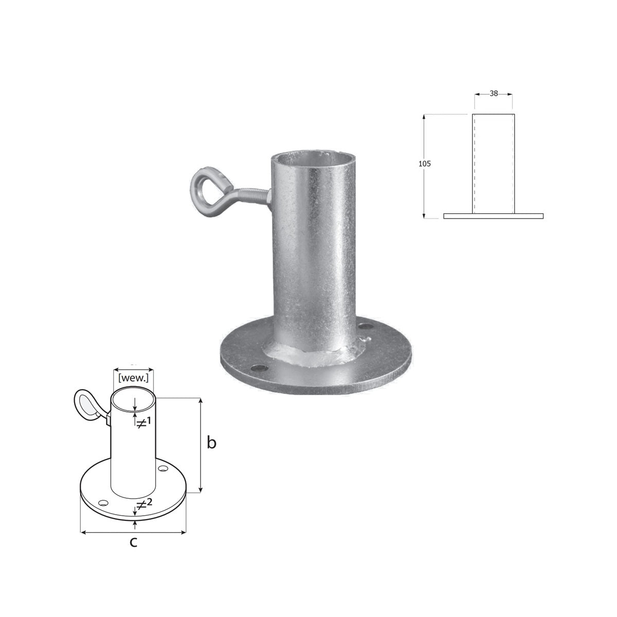 DOMAX PDP zaskrutkovacia pätka stĺpika s kruhovou základňou slnečníková ukážka