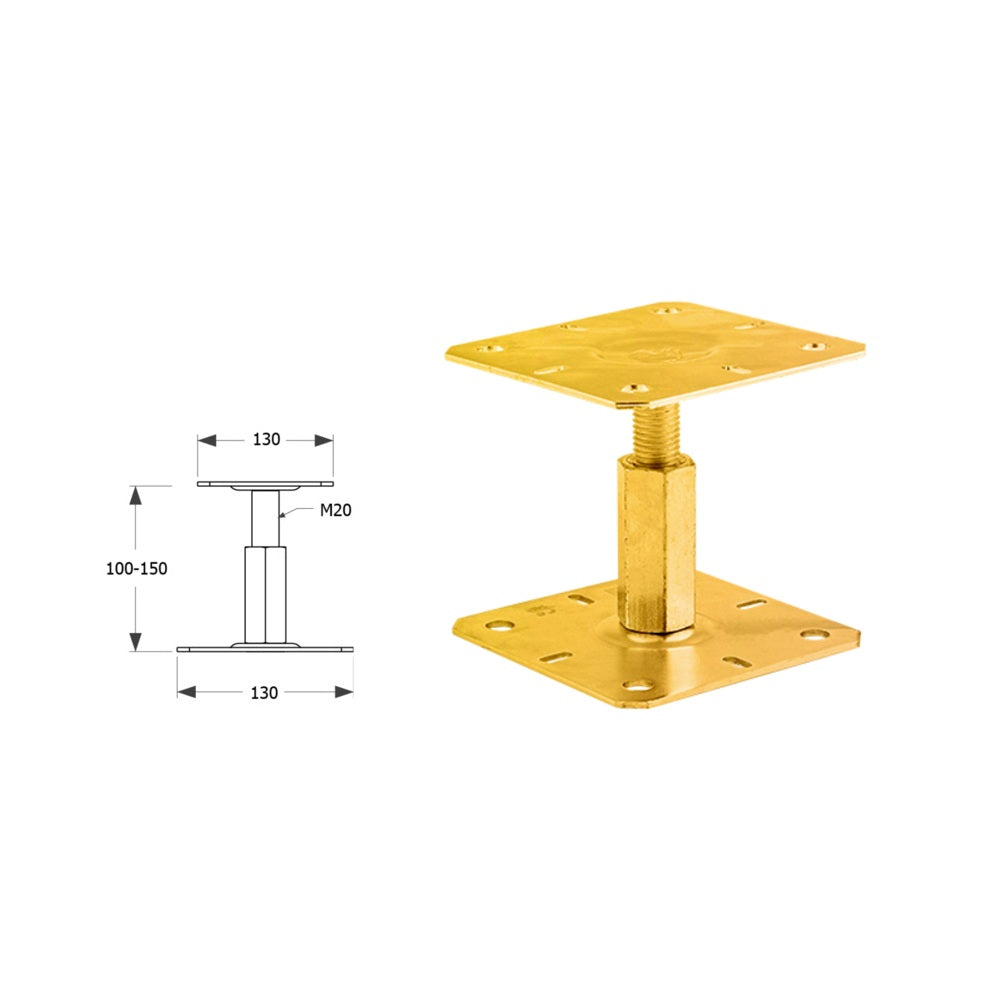 DOMAX PR zaskrutkovacia pätka stĺpika nastaviteľná závitová 100-130 ZNZ