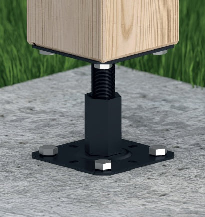 DOMAX PR zaskrutkovacia pätka stĺpika nastaviteľná závitová montáž čierna