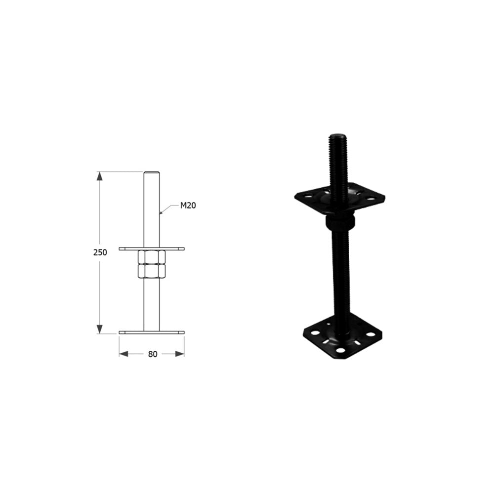 DOMAX PSR zaskrutkovacia pätka stĺpika nastaviteľná závitová 130 M24 C