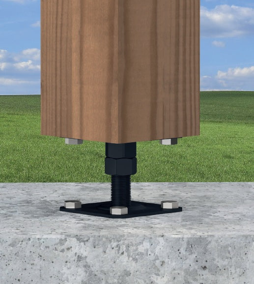 DOMAX PSR zaskrutkovacia pätka stĺpika nastaviteľná závitová čierna montáž