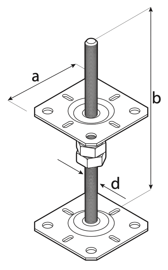 DOMAX PSR zaskrutkovacia pätka stĺpika nastaviteľná závitová