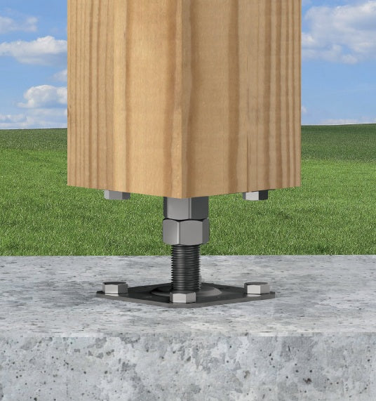 DOMAX PSR zaskrutkovacia pätka stĺpika nastaviteľná závitová strieborná