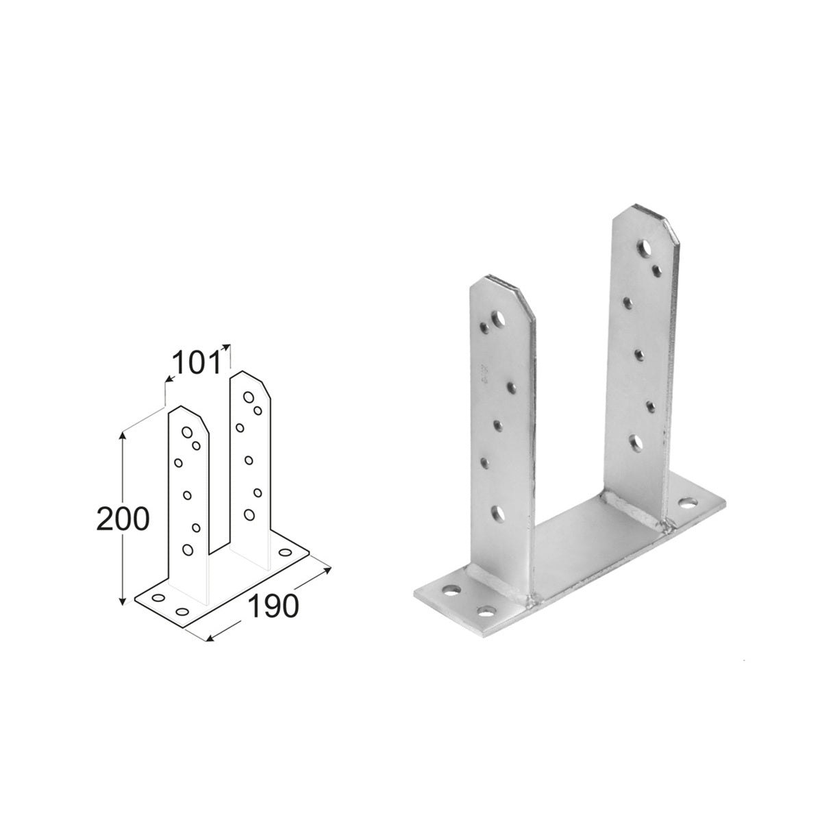 DOMAX PST zaskrutkovacia pätka stĺpika typu TT 90 rozmer