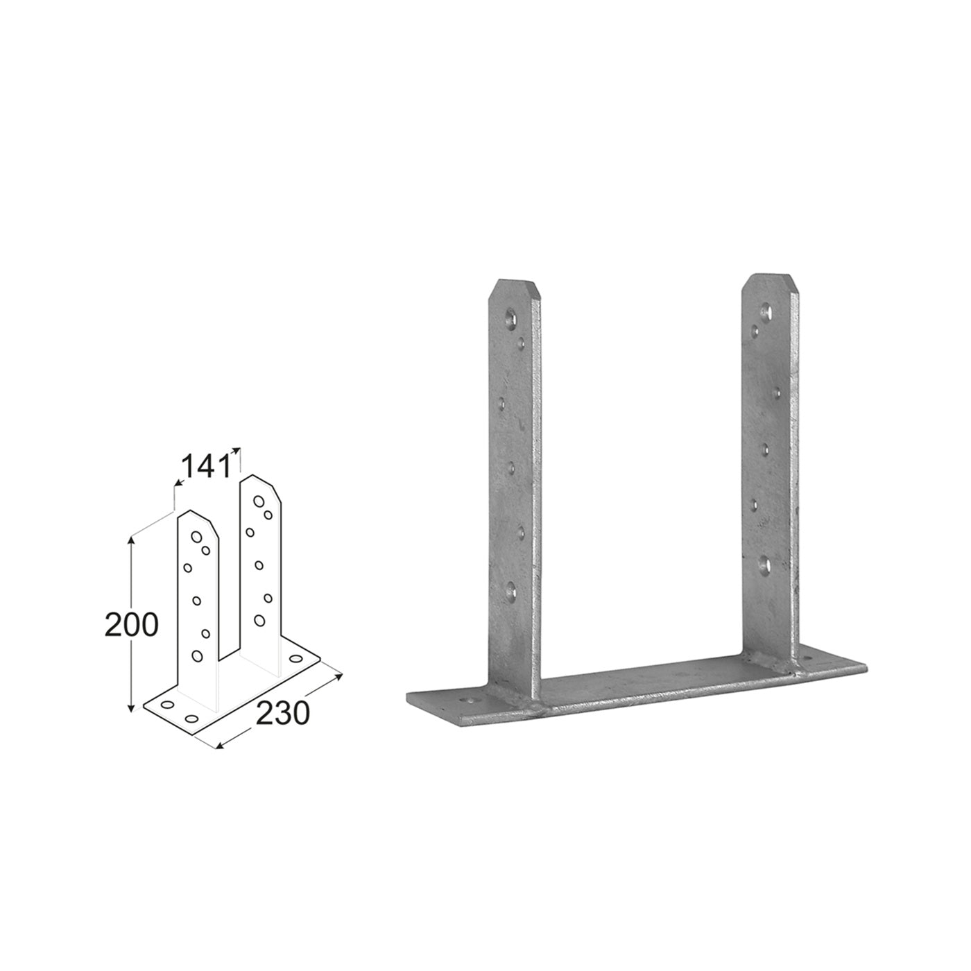DOMAX PST zaskrutkovacia pätka stĺpika typu TT 140 rozmer