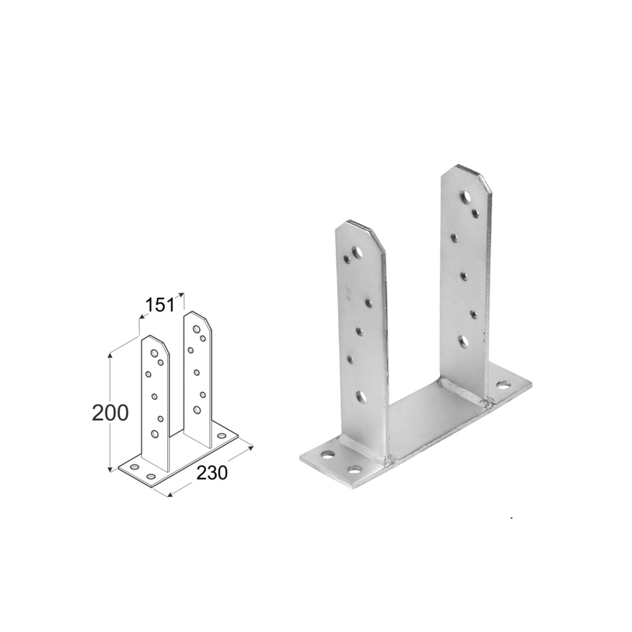 DOMAX PST zaskrutkovacia pätka stĺpika typu TT 140 rozmer