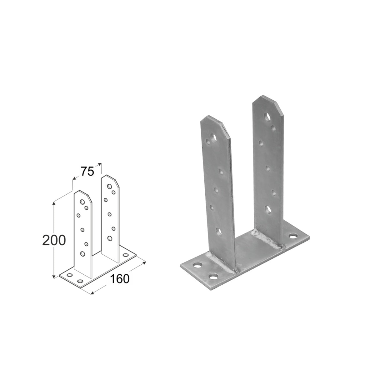 DOMAX PST zaskrutkovacia pätka stĺpika typu TT 70 rozmer