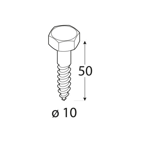 DOMAX PWD Ø10 mm skrutka do dreva - 50 mm