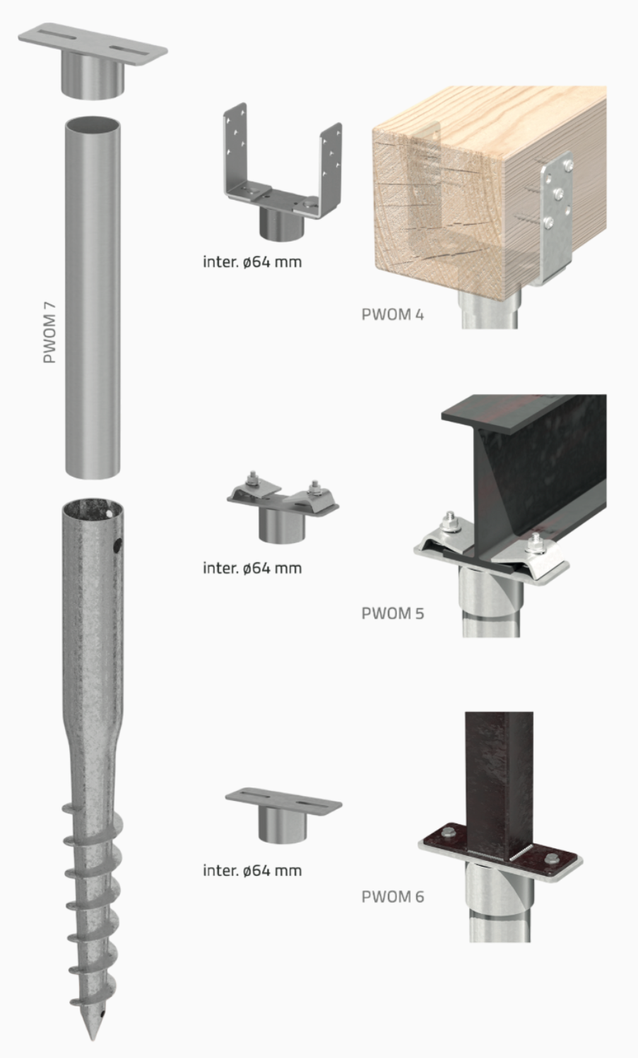 DOMAX PWOM adaptér pre základňu stĺpa rozmer