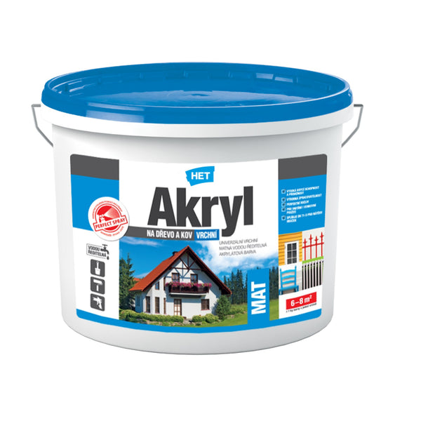 HET AKRYL MAT univerzálna vrchná akrylátová matná farba na drevo a kov 3 kg