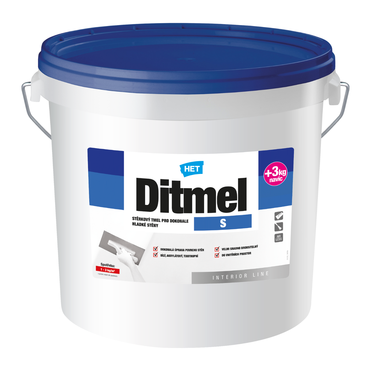 HET Ditmel S stierkový tmel na plošné nanášanie v interiéroch 15 kg + 3 kg zdarma