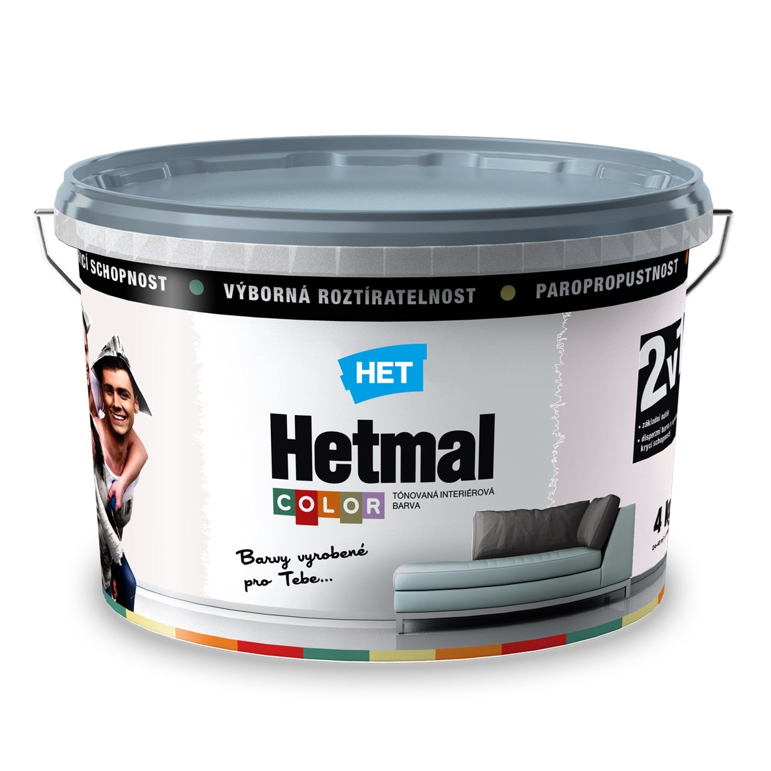 HET HETMAL COLOR Tónovaná interiérová akrylátová oteruvzdorná farba HL 0203 - krémová Anna 4 kg