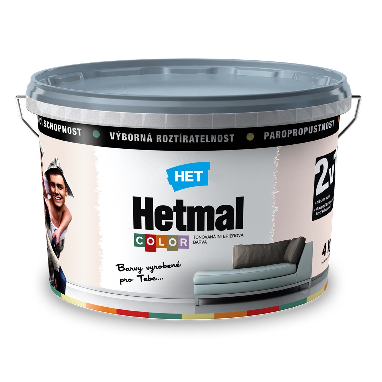 HET HETMAL COLOR Tónovaná interiérová akrylátová oteruvzdorná farba HL 0223 - béžová Klára 4 kg