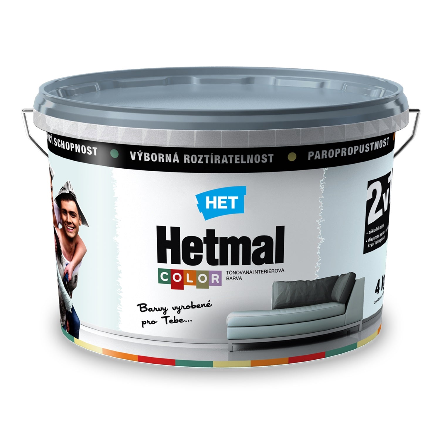 HET HETMAL COLOR Tónovaná interiérová akrylátová oteruvzdorná farba HL 0403 - tyrkysová Richard 4 kg