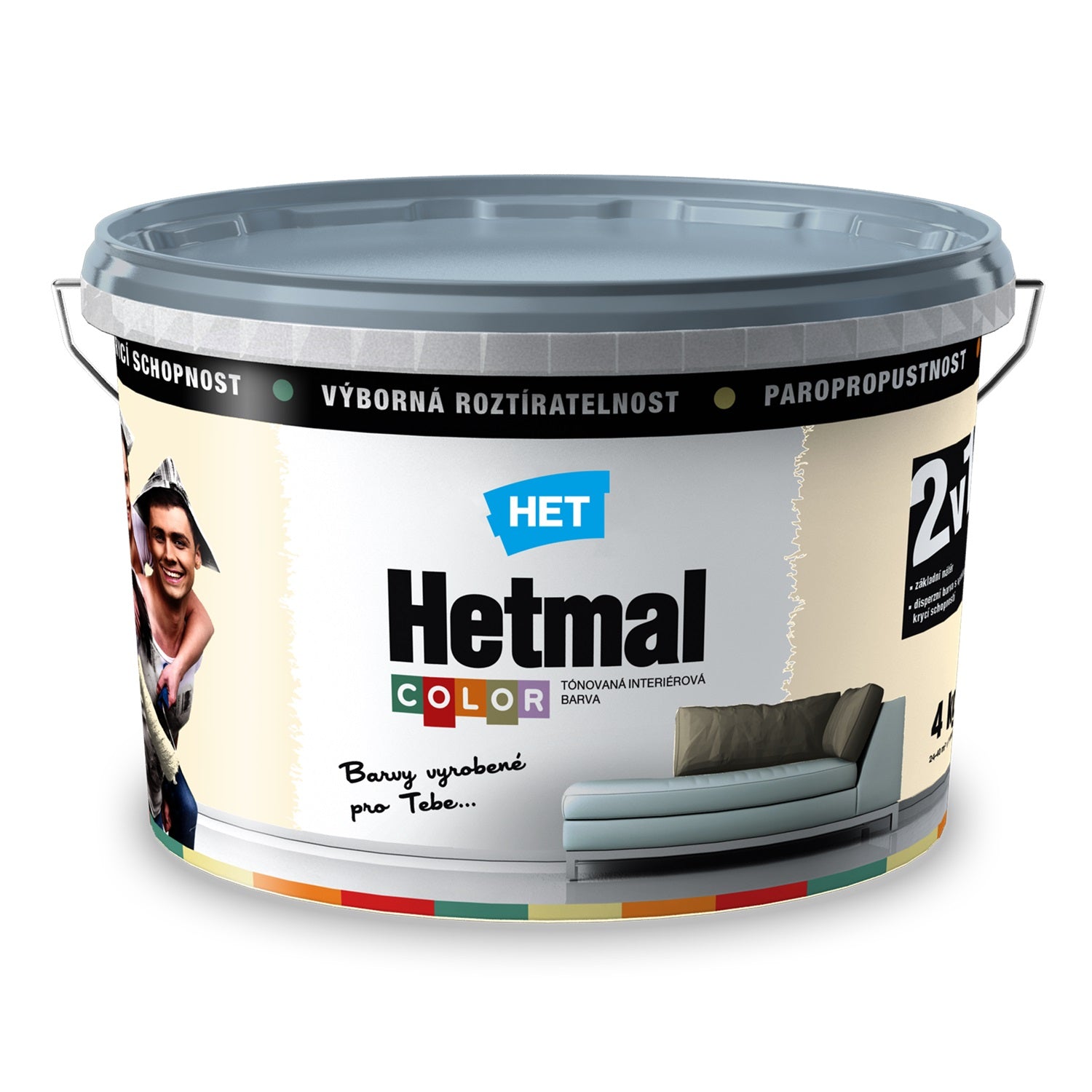 HET HETMAL COLOR Tónovaná interiérová akrylátová oteruvzdorná farba HL 0613 - žltá Jakub 4 kg