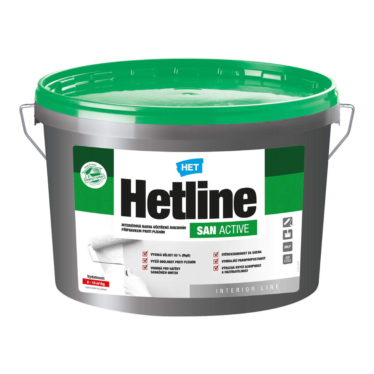 HET Hetline SAN ACTIVE interiérová biela farba ošetrená biocídnym prípravkom proti plesniam 7 kg