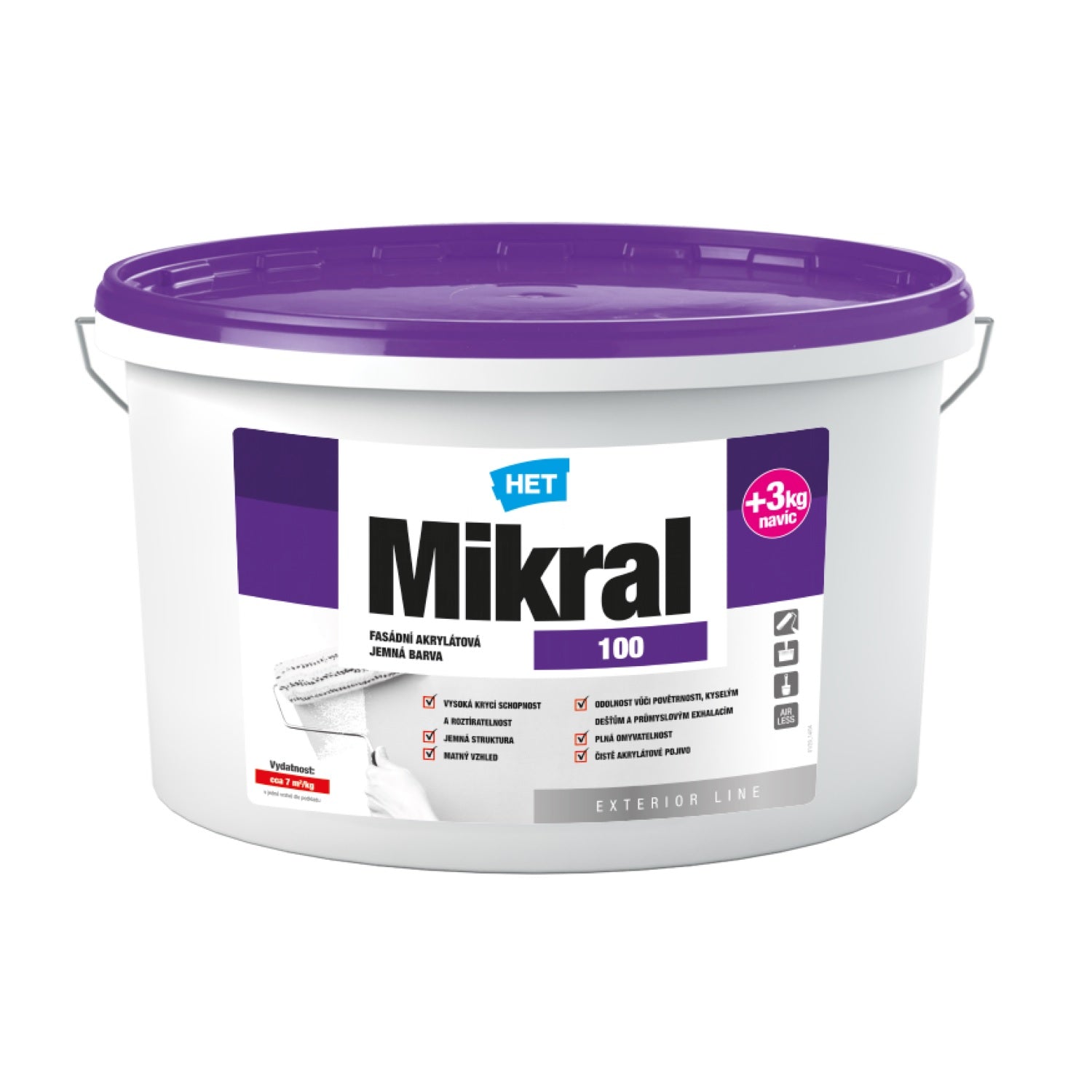 HET Mikral 100 fasádna čisto akrylátová hladká farba 15 + 3 kg