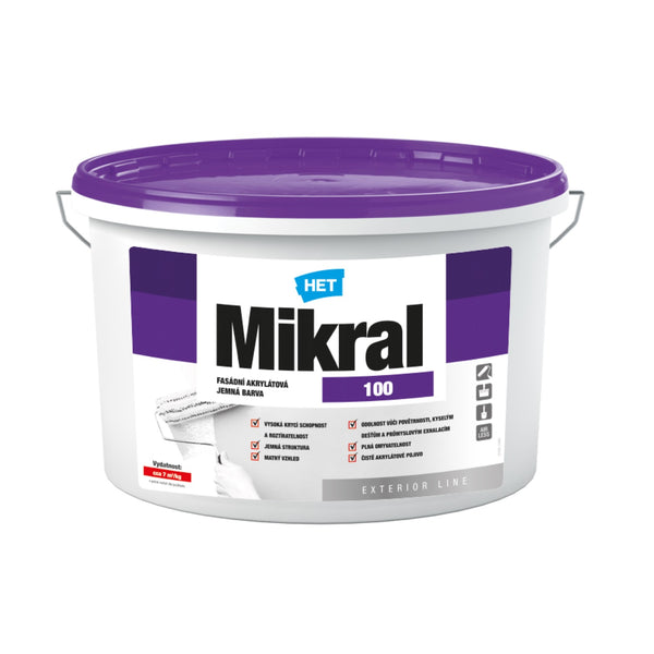 HET Mikral 100 biela umývateľná fasádna akrylátová farba 7 kg