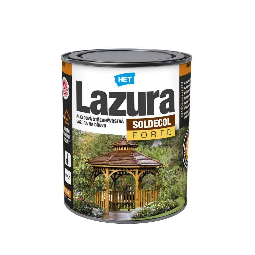 HET SOLDECOL Lazúra FORTE strednovrstvová lazúra na drevo 0,75 l